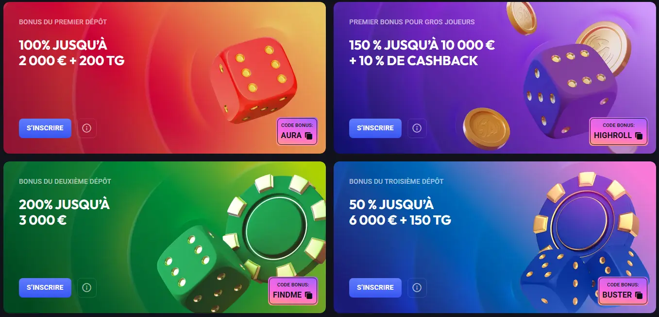 Spinaura Casino pack de bienvenue